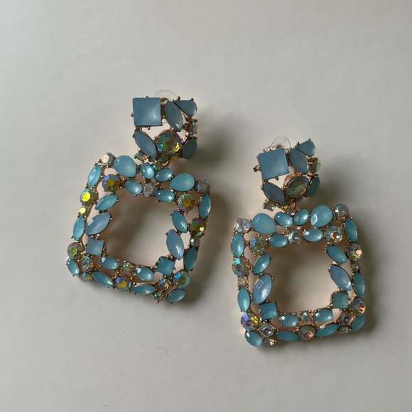 Blue Jewel Statement Earrings - Picture 1 of 1
